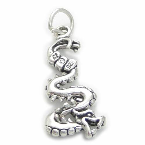Dragon sterling silver charm .925 x 1 Dragons Mayan Chinese