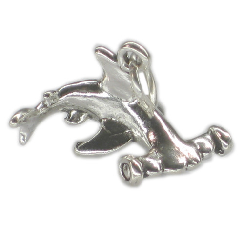 Hammerhead Shark sterling silver charm. Fish sharks charms