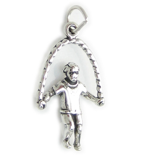 Skipping training with jump rope sterling silver charm .925 x 1