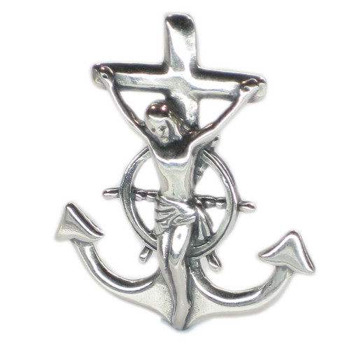 Anchor Jesus sterling silver pendant .925 x 1 Holy Christ pendants