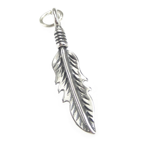 Feather 2D sterling silver charm x 1 Native American Feathers charms