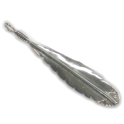 Feather VERY LONG sterling silver pendant .925 x 1 Feathers pendants
