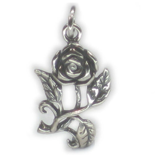 Rose flower sterling silver charm .925 x 1 Roses and Flowers charms