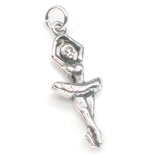 Ballerina sterling silver charm pendant 2D .925 Ballet and Ballerinas