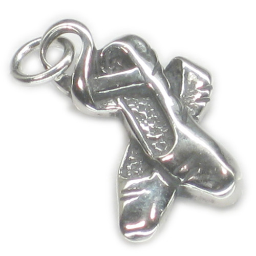 Ballet shoes 2D sterling silver charm .925 x 1 Ballerinas charms