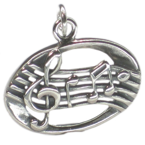 Music Notes sterling silver charm pendant .925 x 1 Musician charms