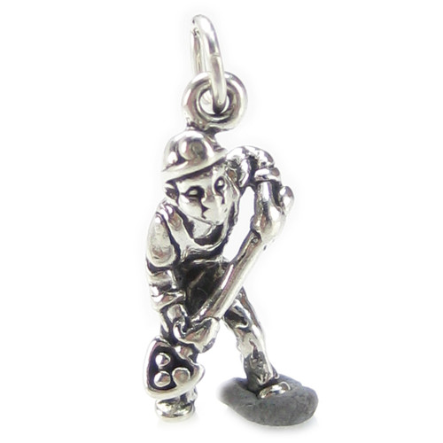 Miner with shovel sterling silver charm .925 x1 Digging & Mining charms
