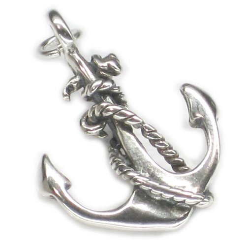 Anchor 2D sterling silver large charm - pendant .925 x 1 Anchors A1