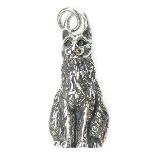 Pussy Cat 2D sterling silver charm .925 x 1 Pussycat Puss Cats charms A1