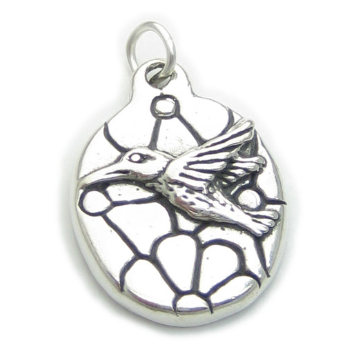 Hummingbird sterling silver charm .925 x 1 Birds Humming Bird charms