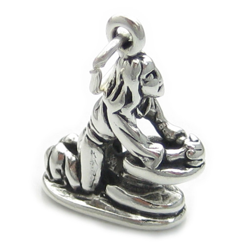 Woman Praying sterling silver charm .925 x 1 Holy Prayers charms