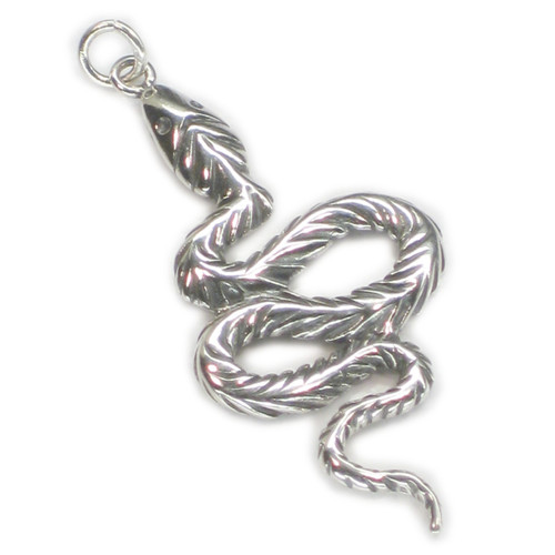 Snake 2D sterling silver charm pendant .925 x 1 Snakes charms - Pendants