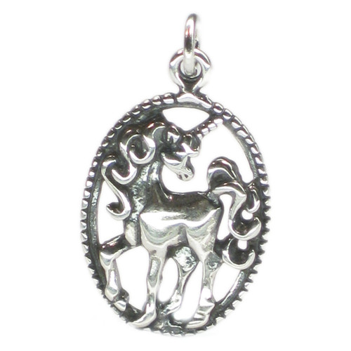 Unicorn sterling silver charm pendant 2D .925 x 1 Unicorns