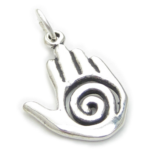 Healing Hand sterling silver charm .925 x 1 Reiki Healers Hands charms