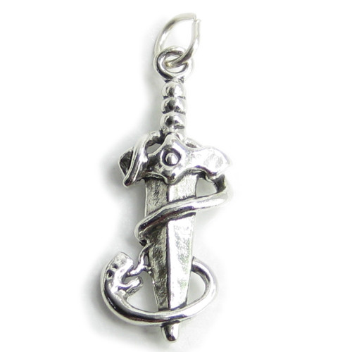 Dagger with derpent sterling silver charm .925 Sword Daggers charms