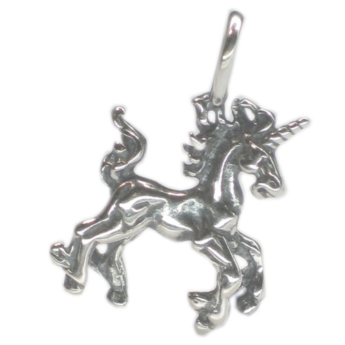 Unicorn sterling silver charm pendant 2D .925 x 1 Unicorns J