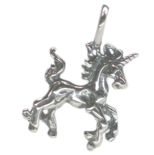 Unicorn sterling silver charm pendant 2D .925 Unicorns J
