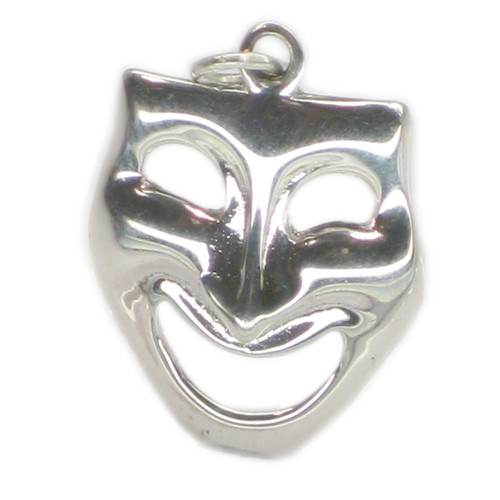 Drama Mask Happy Face sterling silver charm .925 Comedy Acting charms