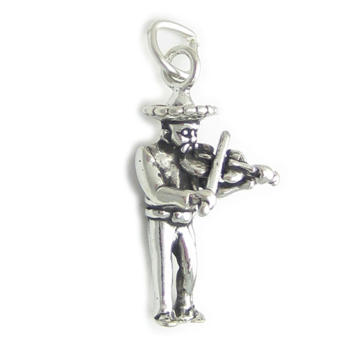 Mariachi Band Fiddle Player sterling silver charm .925 x 1 Music charms
