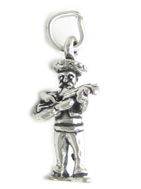 Mariachi Band Guitar Player sterling silver charm .925 Music charms