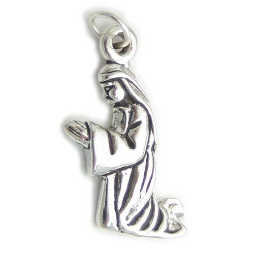 Madonna Praying 2D sterling silver charm .925 x 1 Holy charms