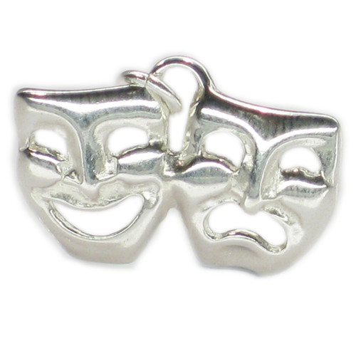 Theatre Masks sterling silver charm .925 x 1 Theater Drama Masks charms