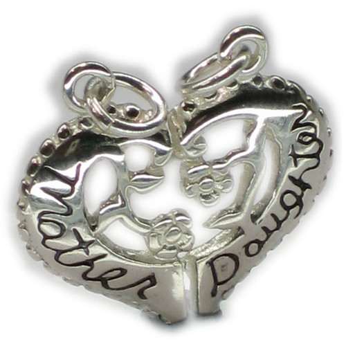 Mother Daughter breakable silver charm pendant .925 Family charms