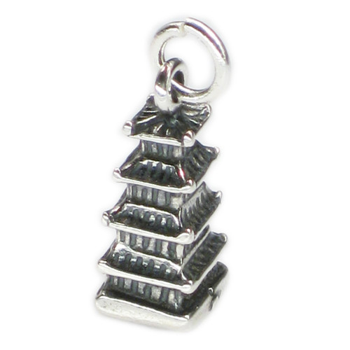 Pagoda sterling silver charm .925 x 1 Pagodas Tower Charms