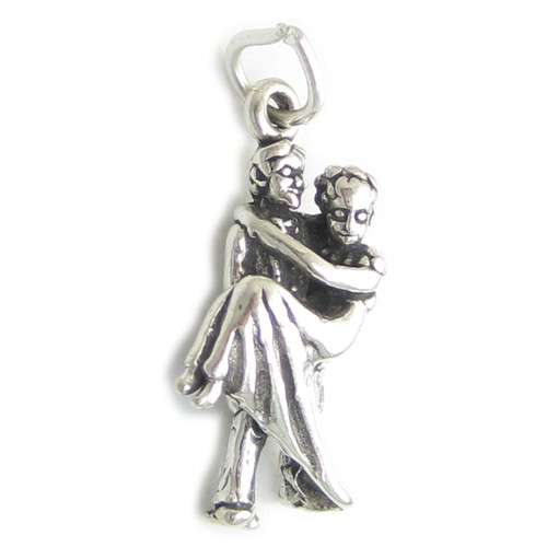 Groom carrying Bride sterling silver charm .925 x 1 Wedding charms