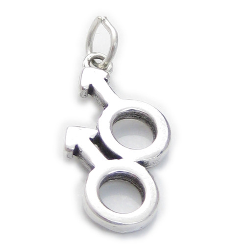 Double Mars male sterling silver charm .925 x 1 man men charms