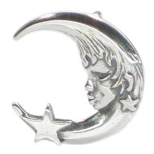 Man in the Moon sterling silver pendant .925 Celestial moons pendants