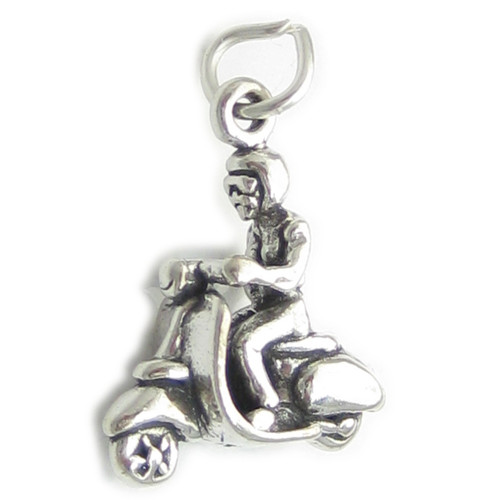 Girl on a Scooter Moped sterling silver charm .925 x 1 Scooters charms