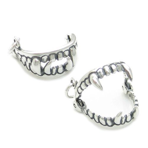 Fangs opening sterling silver charm .925 x 1 Vampire charms