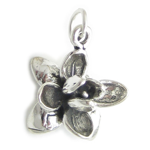 Lotus Flower 3D sterling silver charm .925 x 1 Flowers of Peach charms
