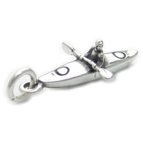 Kayak Canoe SMALL sterling silver charm .925 x 1 Kayaks and canoes charms