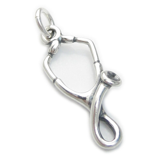 Stethoscope sterling silver charm .925 x 1 Doctor Nurse Vet charms
