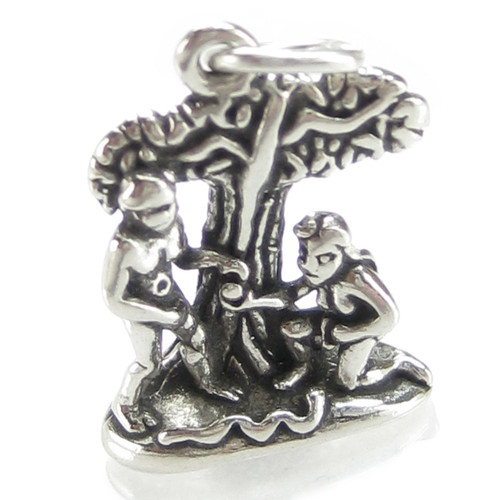 Adam and Eve 2D sterling silver charm .925 x 1 Religious Holy charms