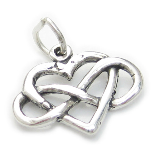 Infinity entiwned with Love heart sterling silver charm .925 x 1