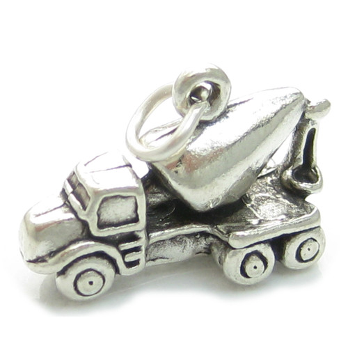 Cement Mixer Truck sterling silver charm .925 x 1 Workmen charms