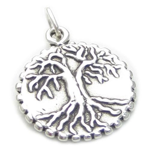 Tree of life Yggdrasil 2D sterling silver charm .925 x 1 Trees charms