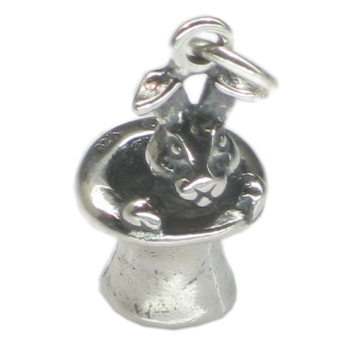 Rabbit in Hat Magic sterling silver charm .925 x1 Magicians Hats charms