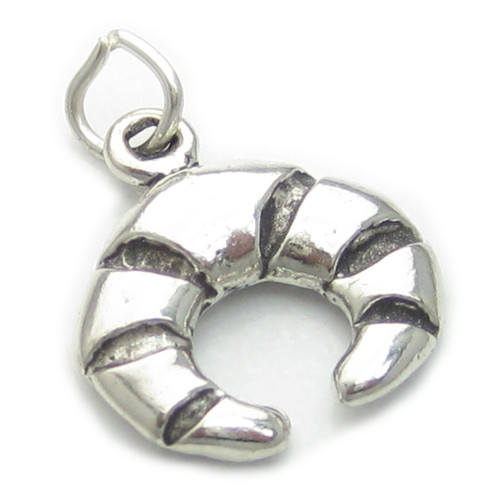 Croissant 2D sterling silver charm .925 x 1 Food and Croissants charms