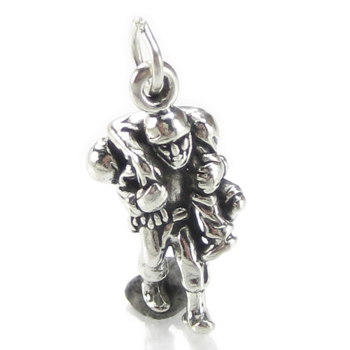 Wounded soldier carried by Hero sterling silver charm .925 Battle