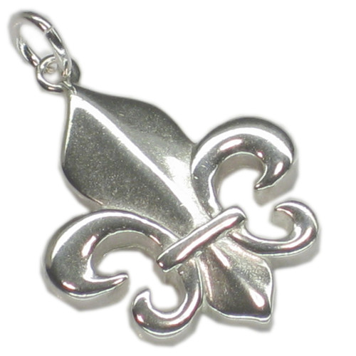 Fleur de Lis silver charm 2D pendant .925 x 1 Flower Lily