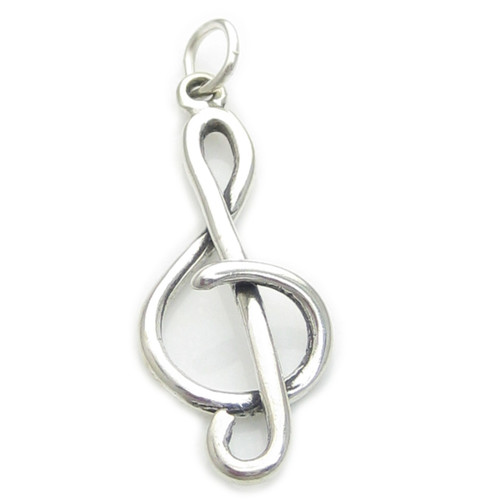 Treble Clef sterling silver charm pendant .925 x 1 Music notes charms A2