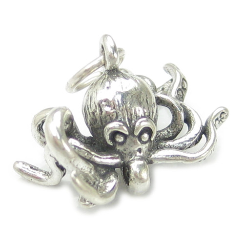 Octopus sterling silver charm .925 x 1 Octopussy Octopi Octopuses