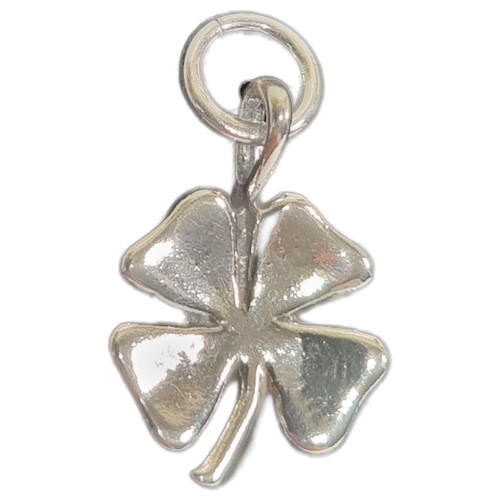 Four leaf clover sterling silver charm pendant .925 Lucky charms side view