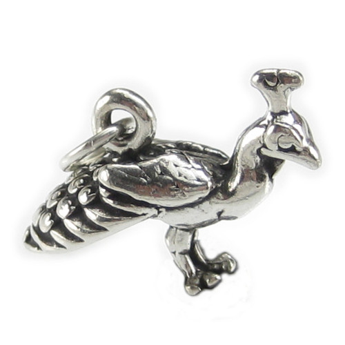 Peacock sterling silver charm .925 x 1 Pea Cock Birds charms