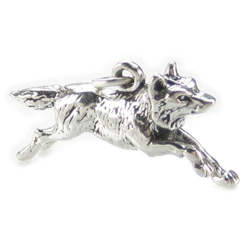 Wolf Running sterling silver charm .925 x 1 Wolves and Wolfs charms