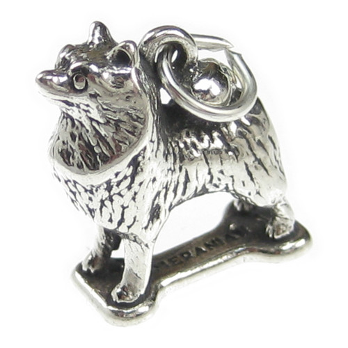 Pomeranian Dog sterling silver charm .925 x 1 Pomeranians Dogs charms